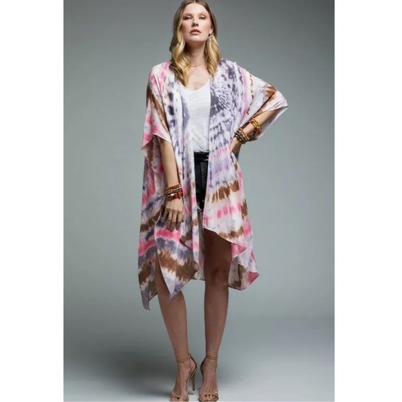 SOLD OUT Dreamer Tie Dye Boho Open Kimono Wrap Top - Picture 2 of 6